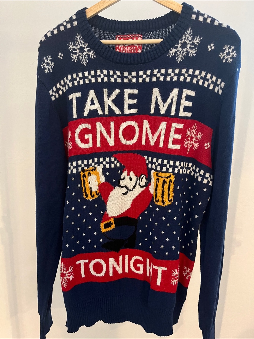 Holiday Ugly Sweater Take Me Gnome Tonight Large